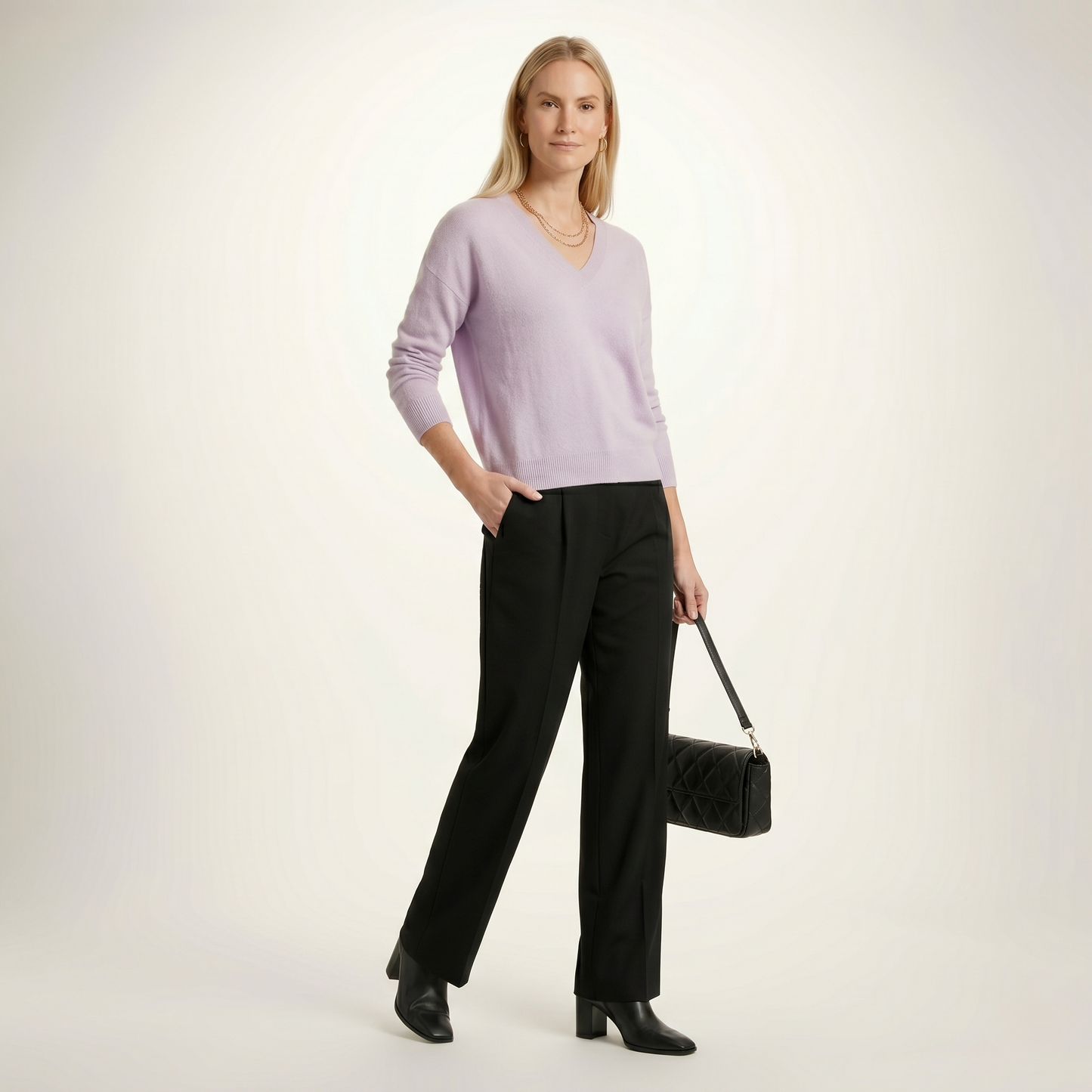 V-Neck Himalayan Cashmere Sweater For Women