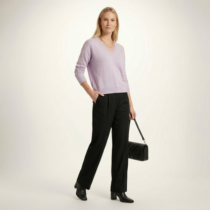 V-Neck Himalayan Cashmere Sweater For Women