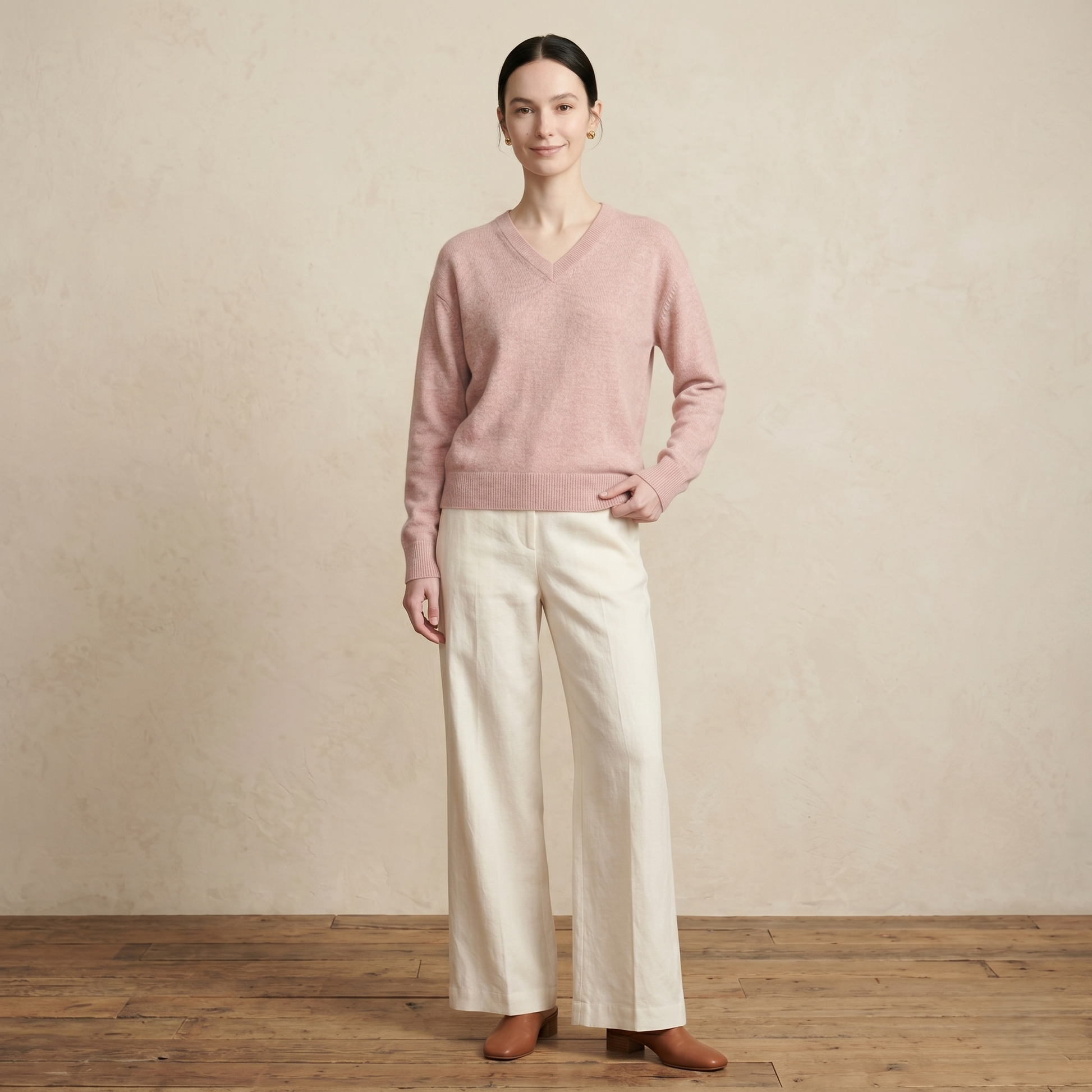 V-Neck Himalayan Cashmere Sweater For Women
