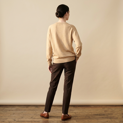 V - Neck Undyed Cashmere Sweater For Women