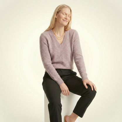 V-Neck Himalayan Cashmere Sweater For Women