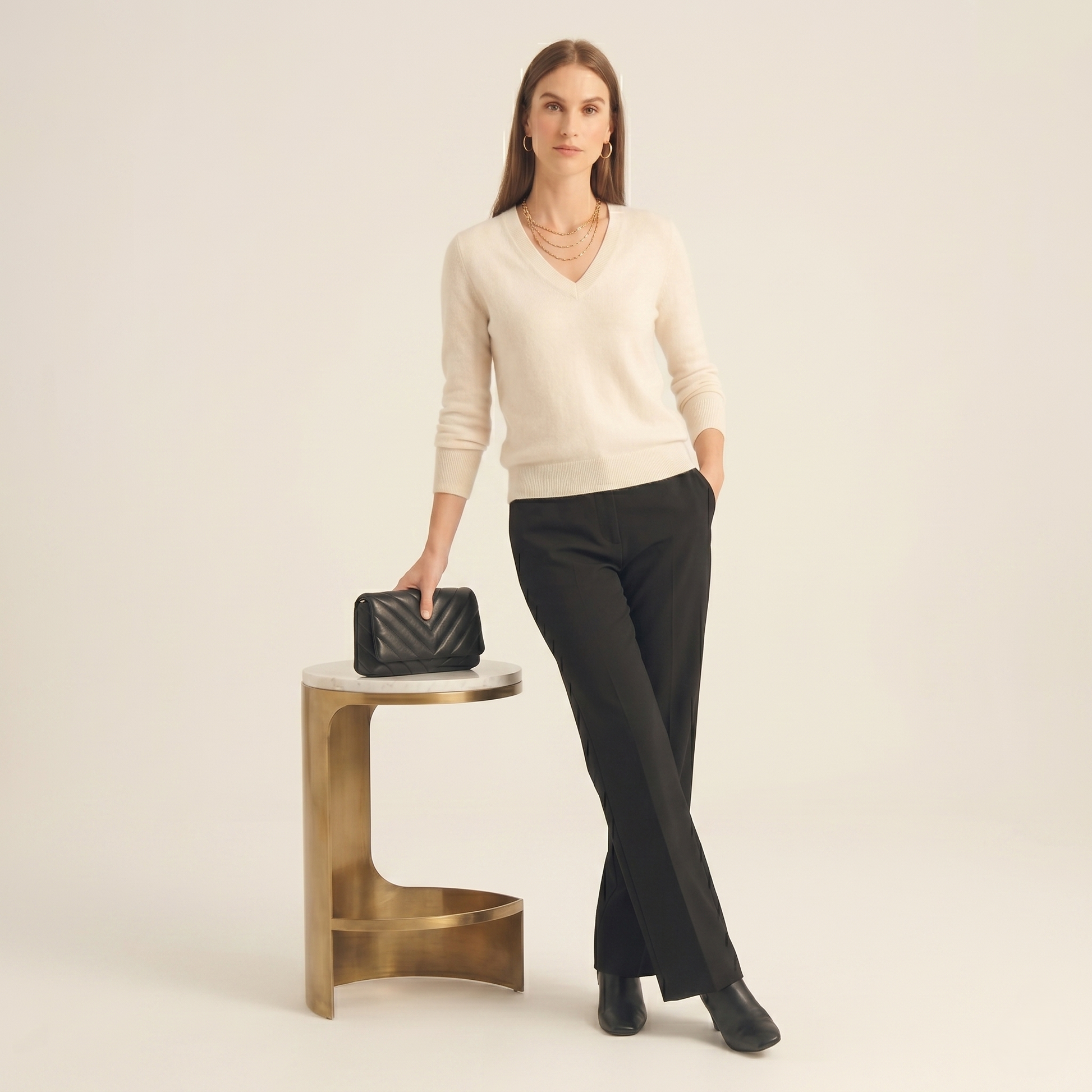 V-Neck Himalayan Cashmere Sweater For Women