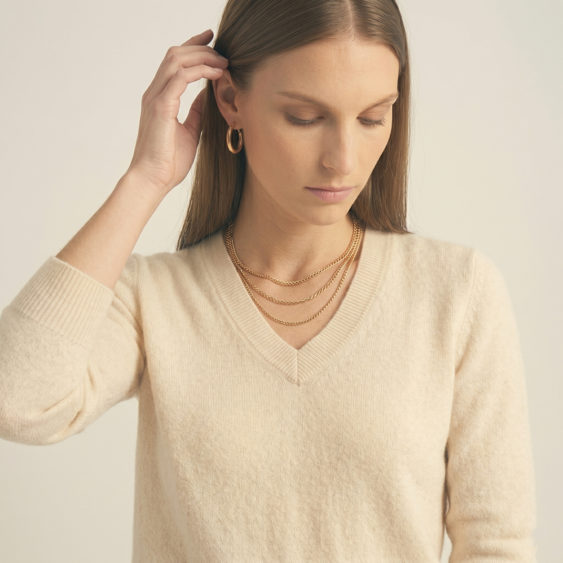 V-Neck Himalayan Cashmere Sweater For Women