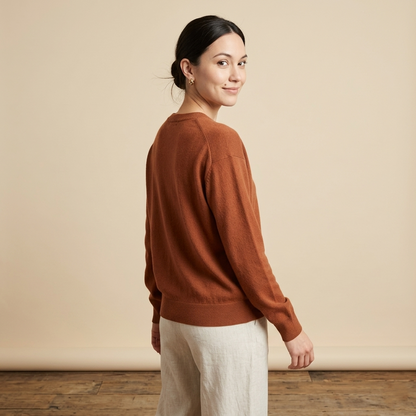 V-Neck Himalayan Cashmere Sweater For Women