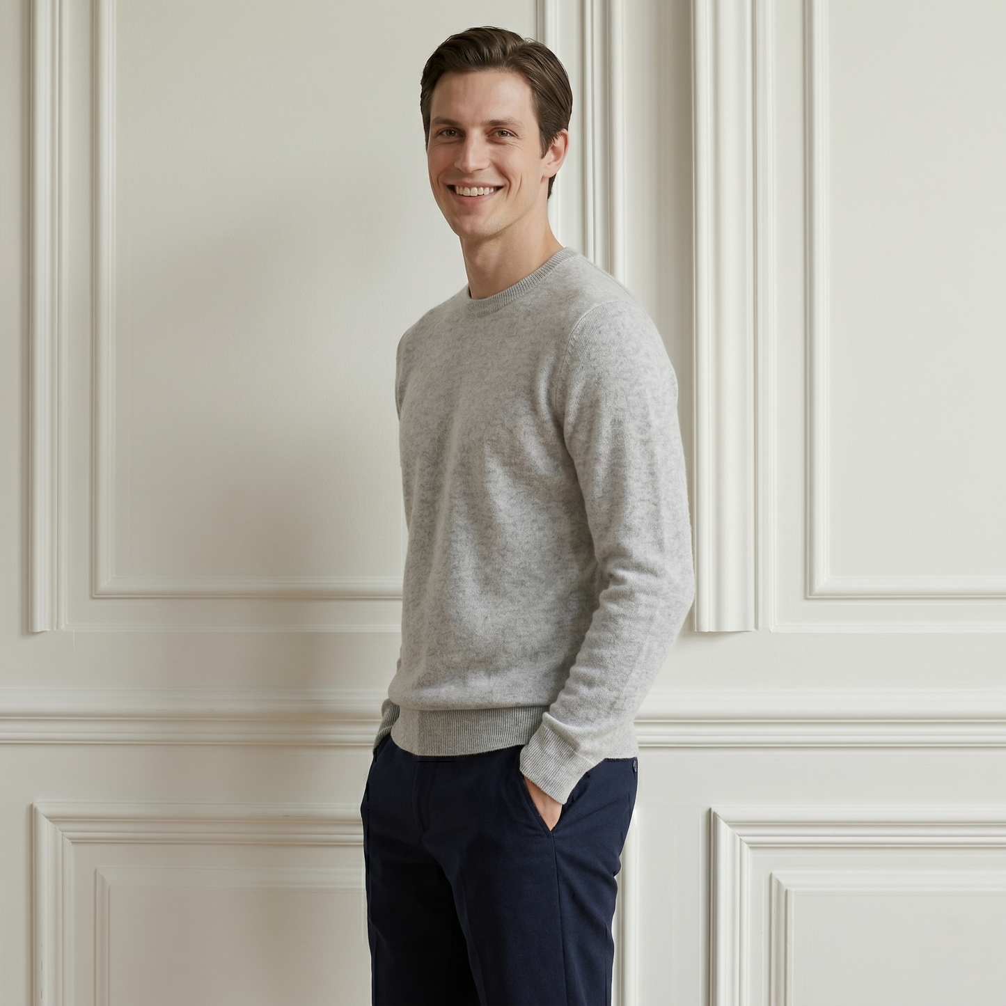 Executive Crewneck Undyed Himalayan Cashmere Sweater