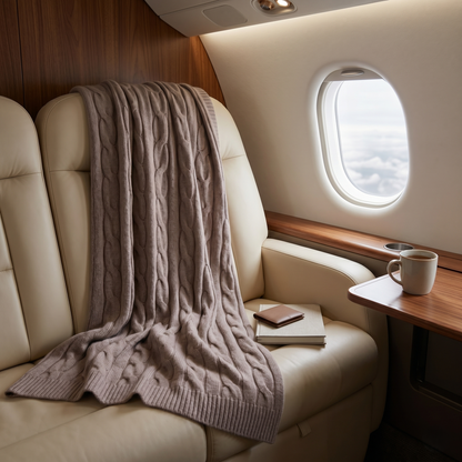 Heirloom Cable-Knit Pure Himalayan Cashmere Throw