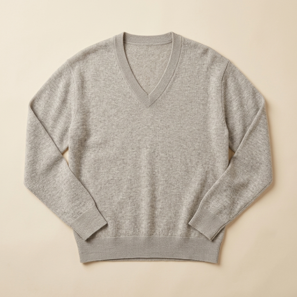 V - Neck Undyed Cashmere Sweater For Women