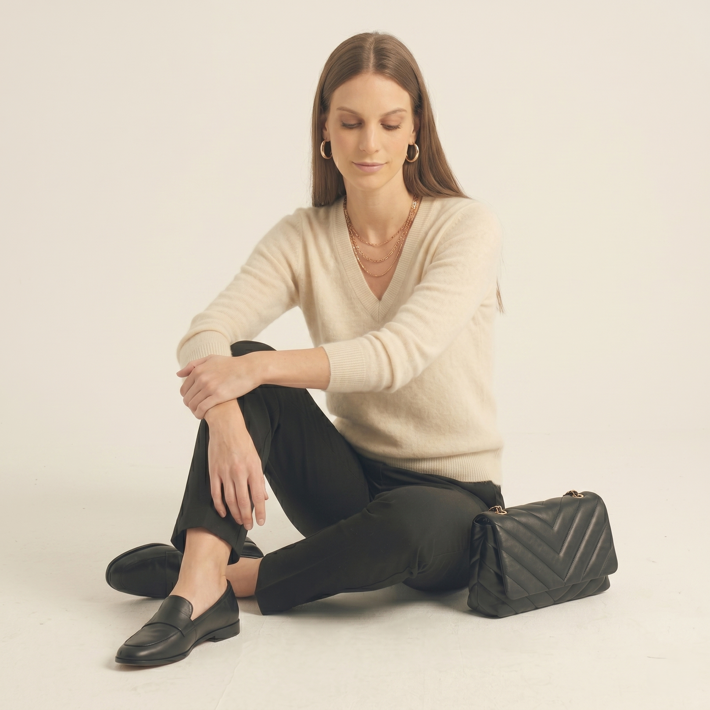 V-Neck Himalayan Cashmere Sweater For Women