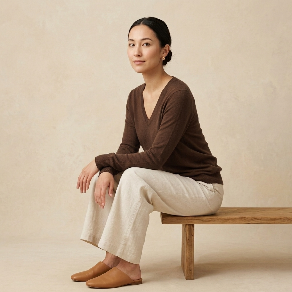 V-Neck Himalayan Cashmere Sweater For Women