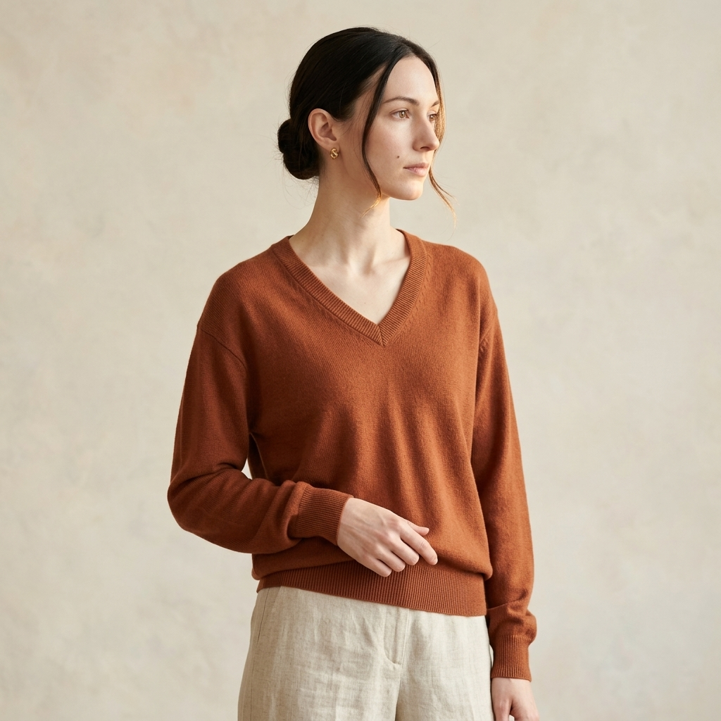 V-Neck Himalayan Cashmere Sweater For Women