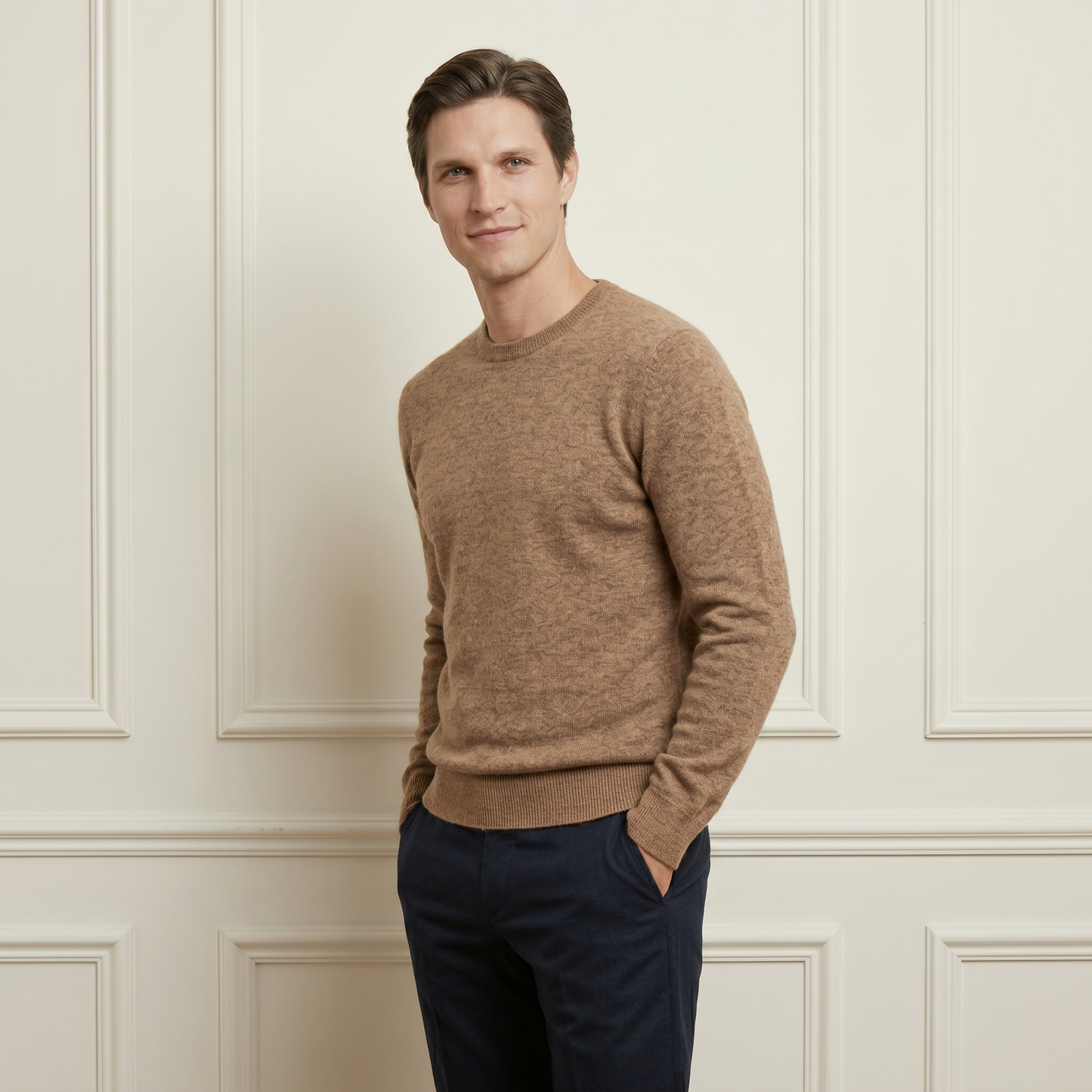 Executive Crewneck Undyed Himalayan Cashmere Sweater