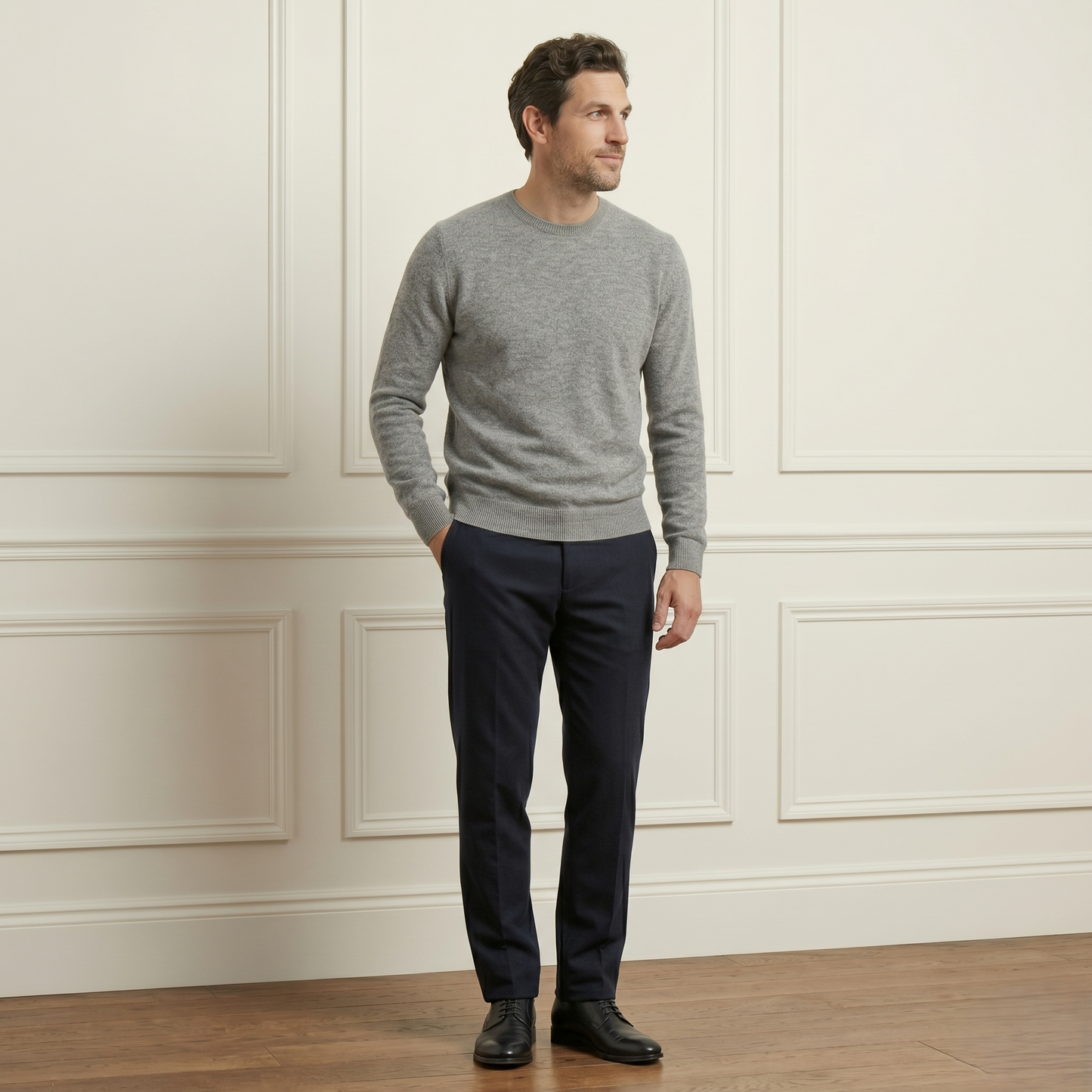 Executive Crewneck Undyed Himalayan Cashmere Sweater