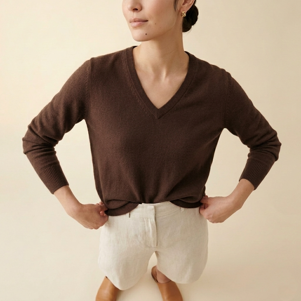V-Neck Himalayan Cashmere Sweater For Women
