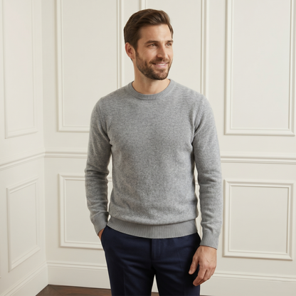 Exclusive Heather Gray Original Crewneck Himalayan Cashmere Sweater