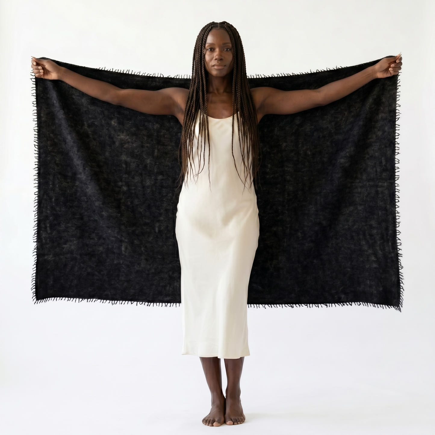 Pure 16-Micron Handknitted Cashmere Pashmina Shawl - 28×84 IN