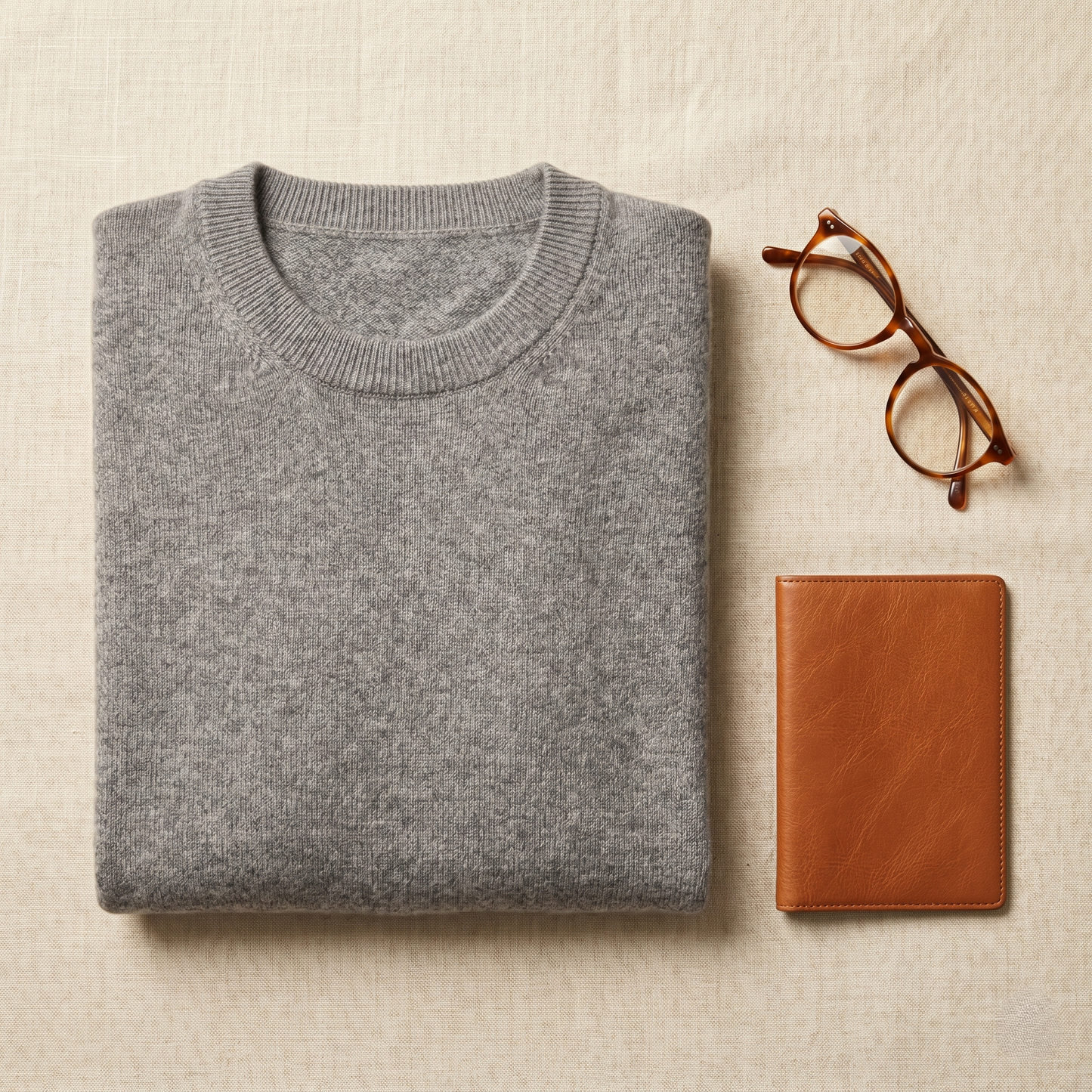 Crewneck Undyed Cashmere Sweater For Women