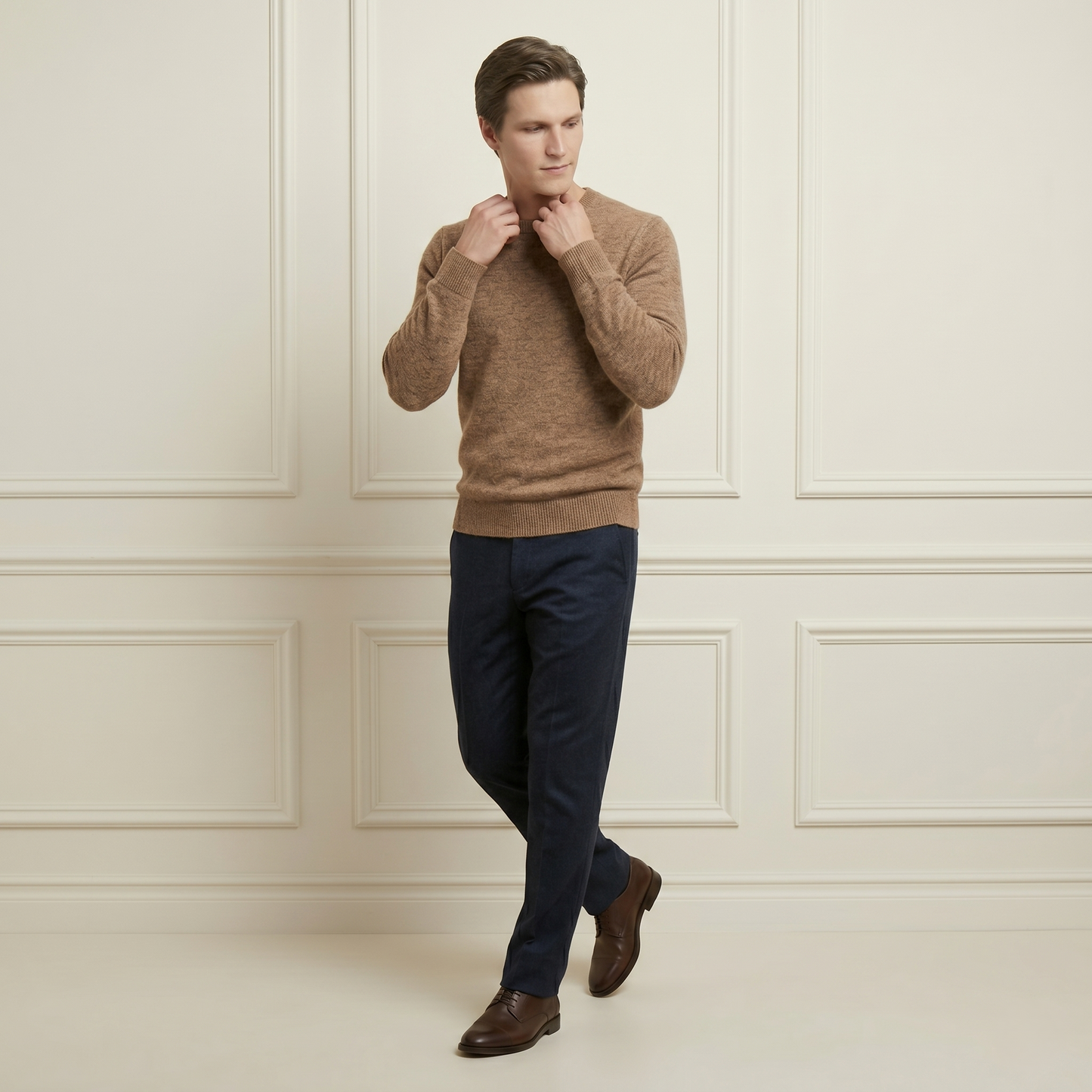 Executive Crewneck Undyed Himalayan Cashmere Sweater