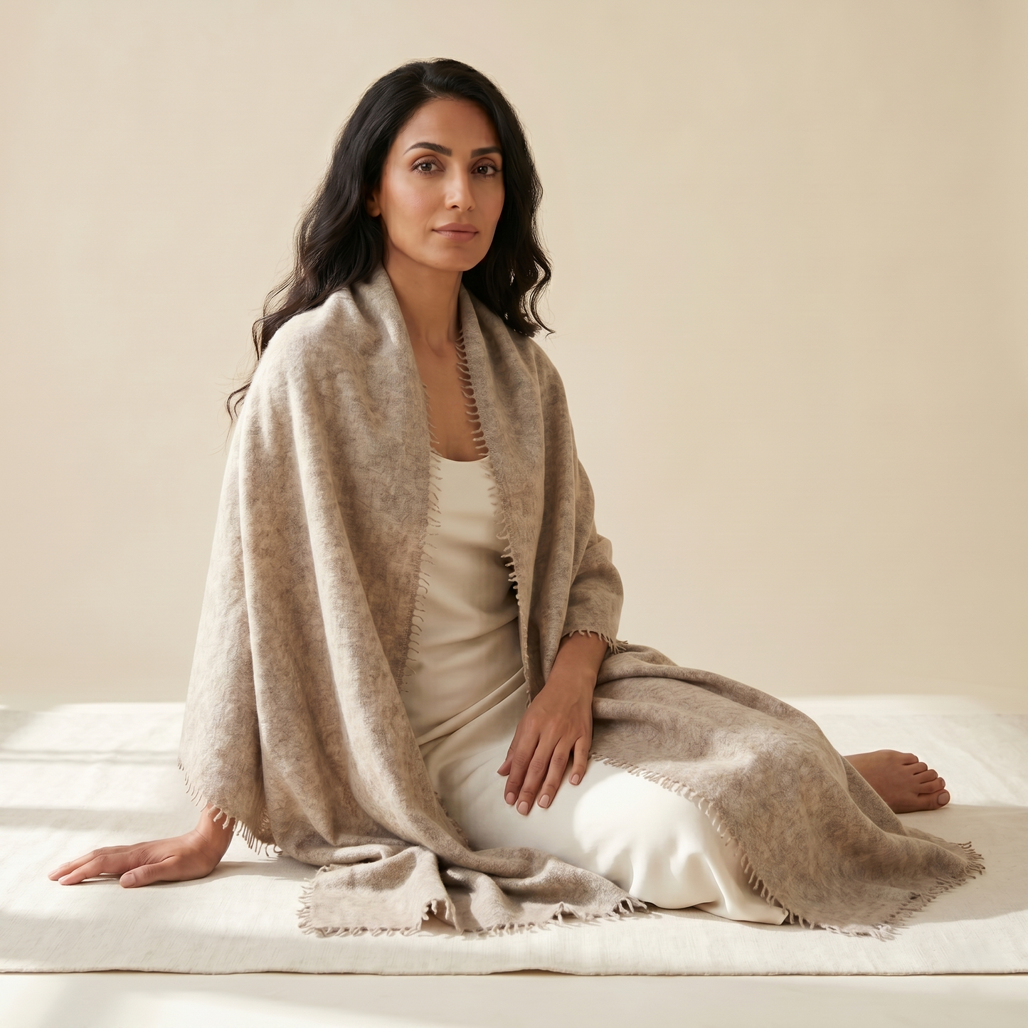 Pure 16-Micron Handknitted Cashmere Pashmina Shawl