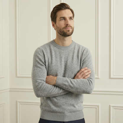 Authentic Heather Gray Original Crewneck Himalayan Cashmere Sweater