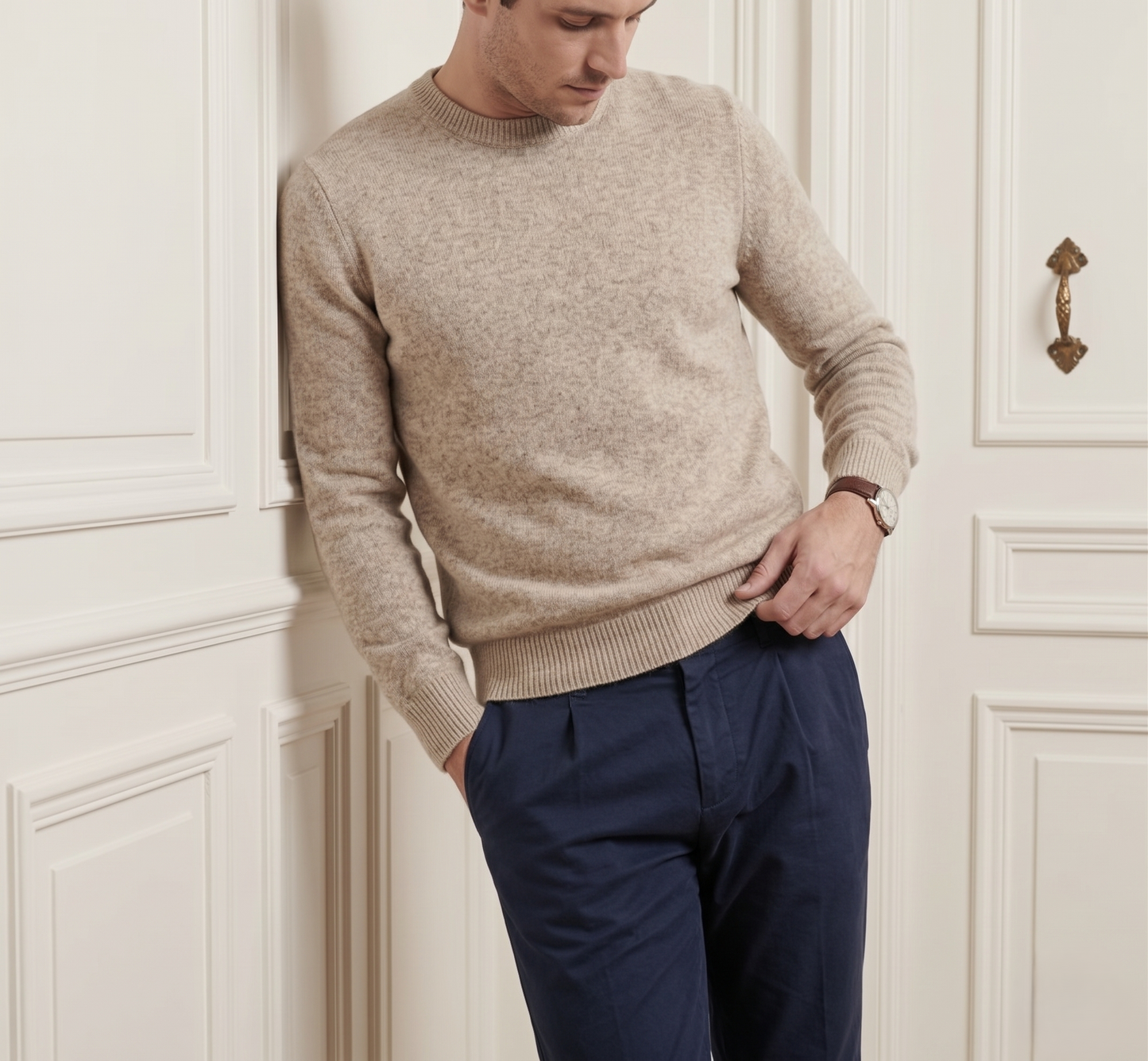 Executive Crewneck Undyed Himalayan Cashmere Sweater