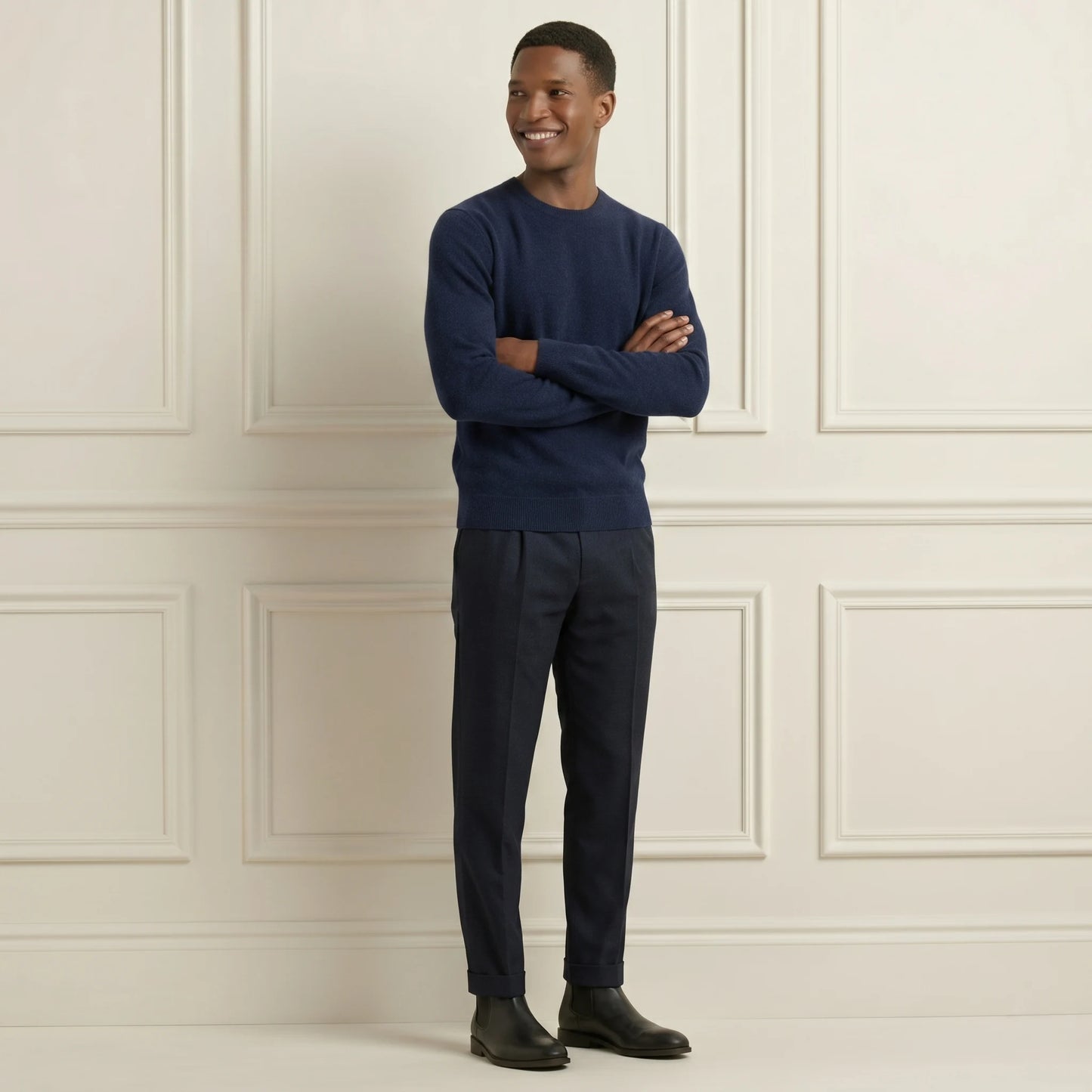 Exclusive Dark Navy Original Crewneck Himalayan Cashmere Sweater