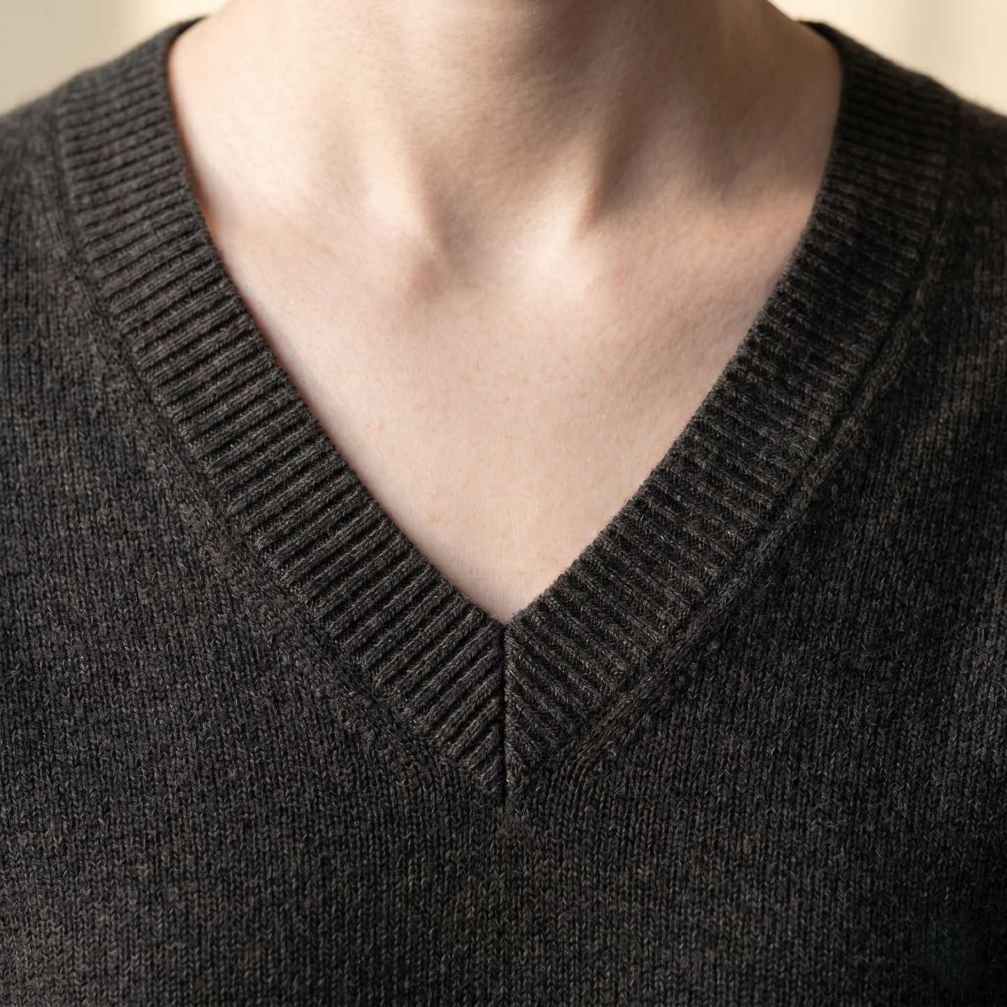 V - Neck Undyed Cashmere Sweater For Women
