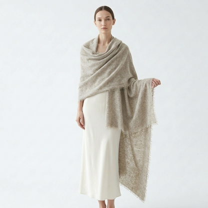 Pure 16-Micron Handknitted Cashmere Pashmina Shawl