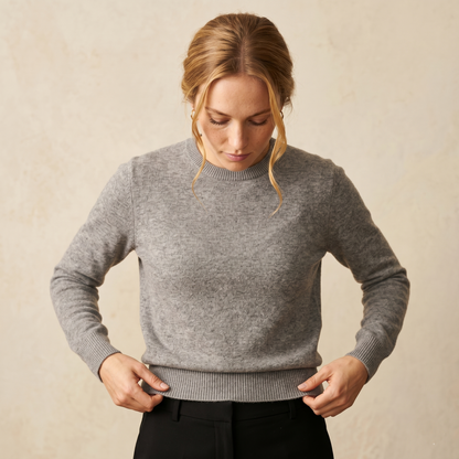 Crewneck Undyed Cashmere Sweater For Women