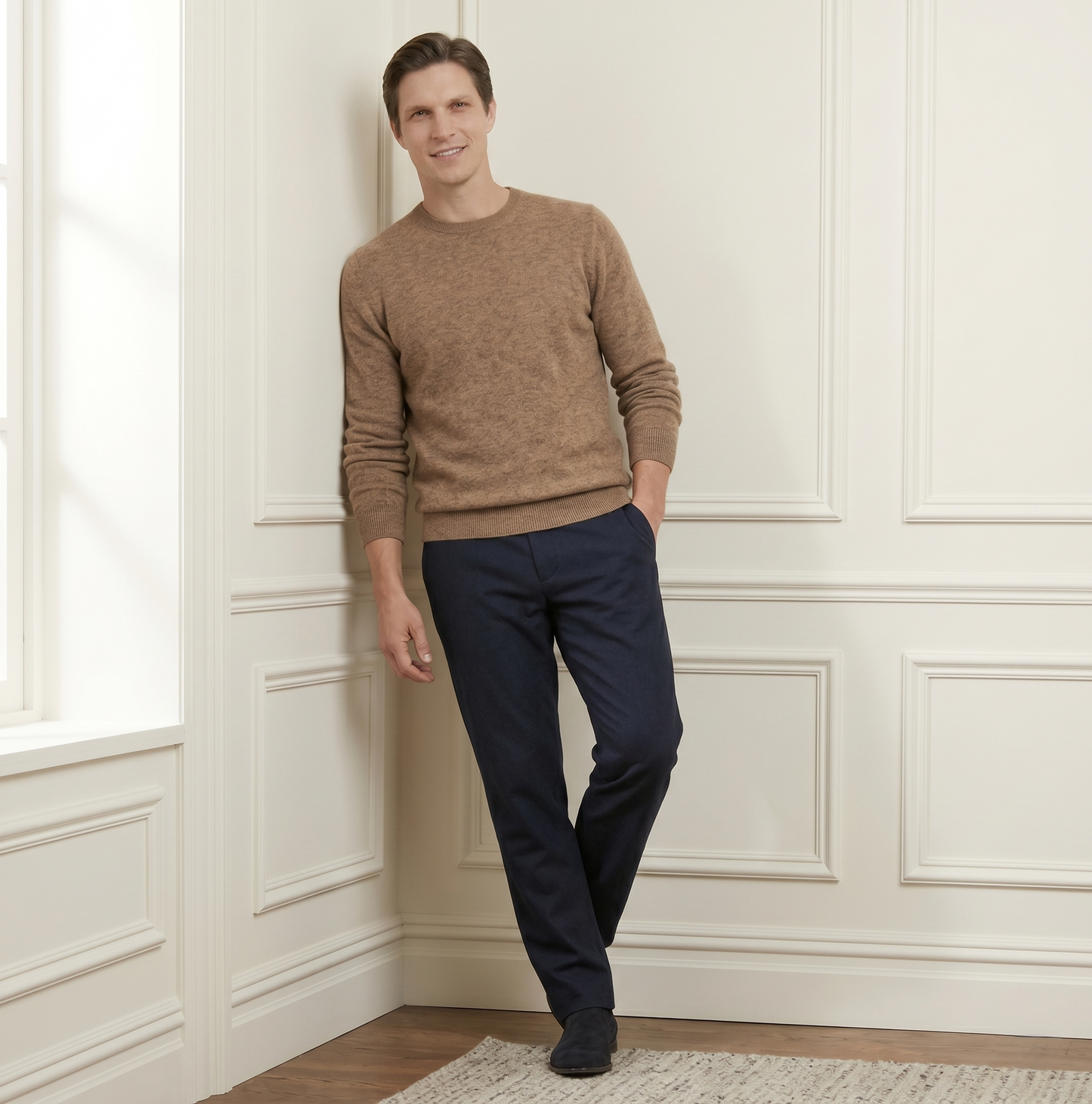 Executive Crewneck Undyed Himalayan Cashmere Sweater