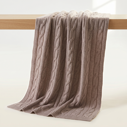 Heirloom Cable-Knit Pure Himalayan Cashmere Throw