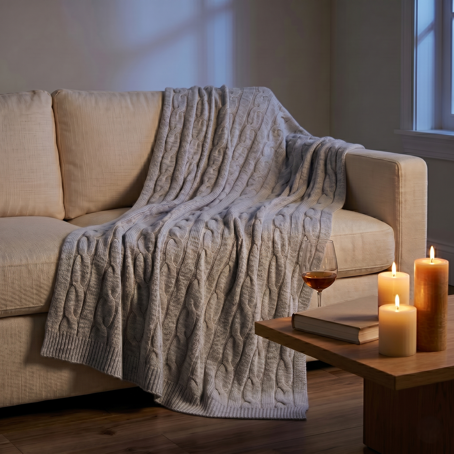 Heirloom Cable-Knit Pure Himalayan Cashmere Throw