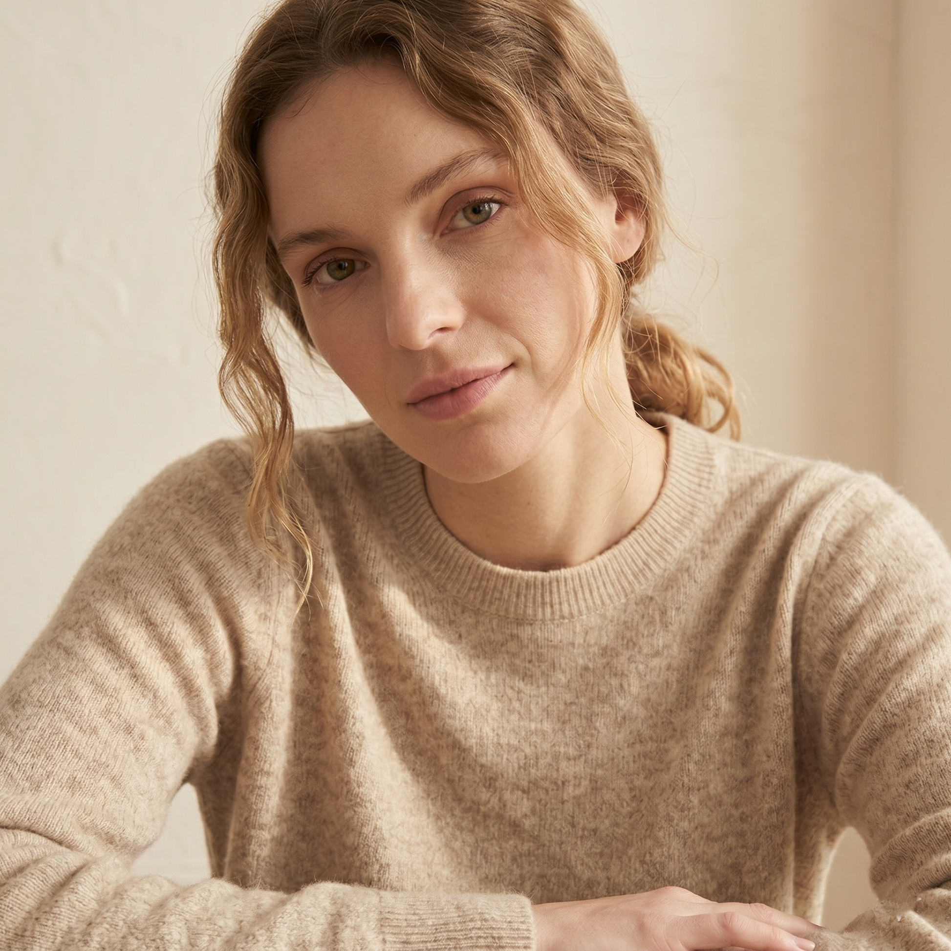 Crewneck Undyed Cashmere Sweater For Women - Paige