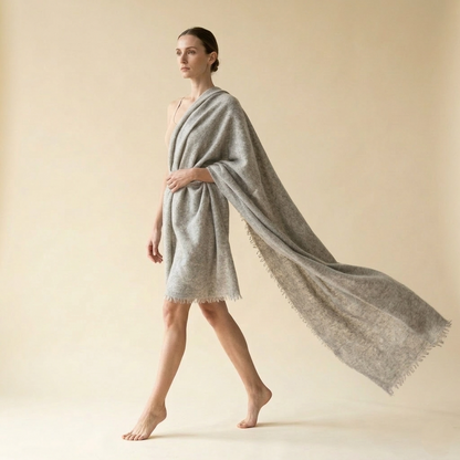 Pure 16-Micron Handknitted Cashmere Pashmina Shawl