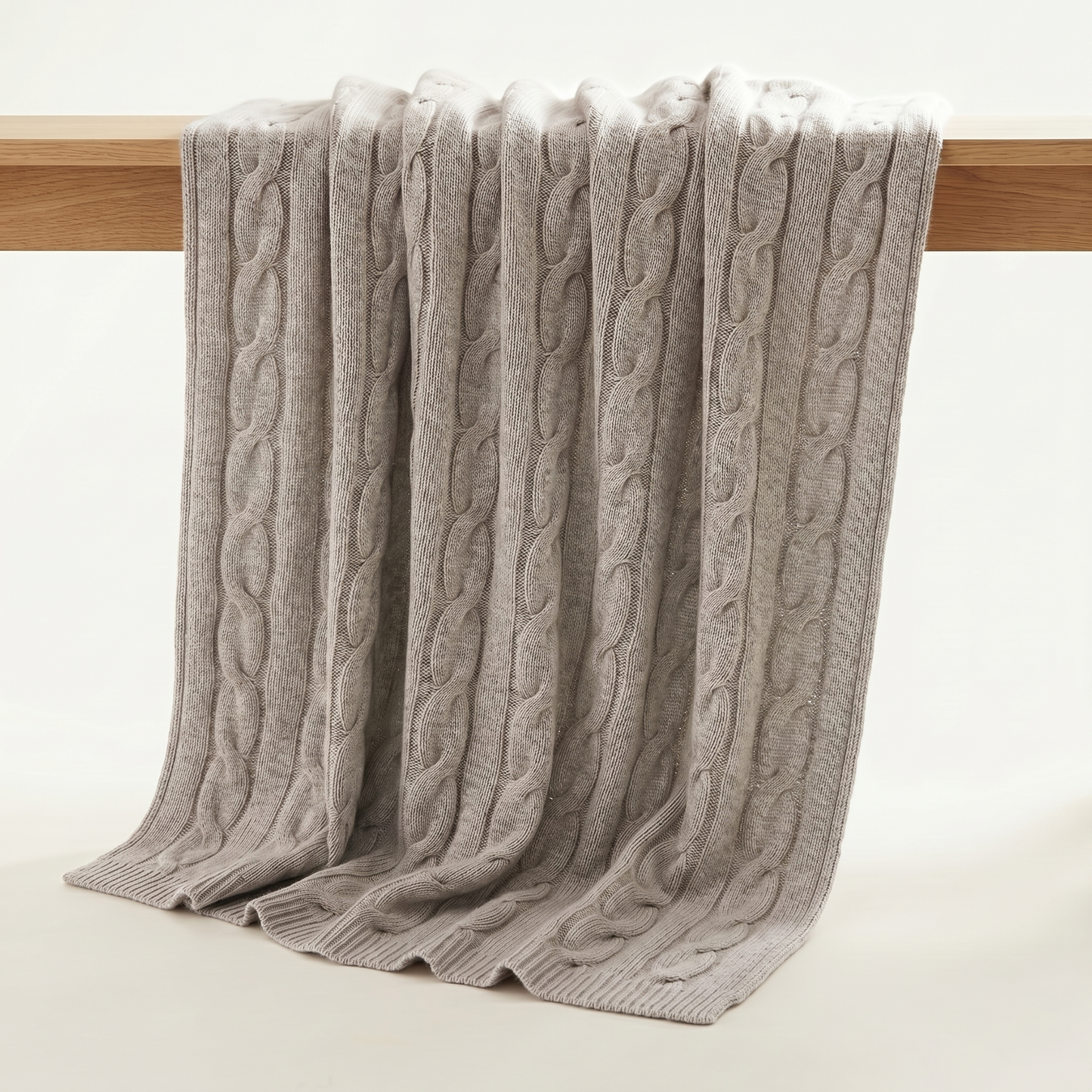 Heirloom Cable-Knit Pure Himalayan Cashmere Throw