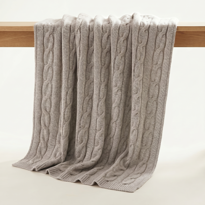 Heirloom Cable-Knit Pure Himalayan Cashmere Throw