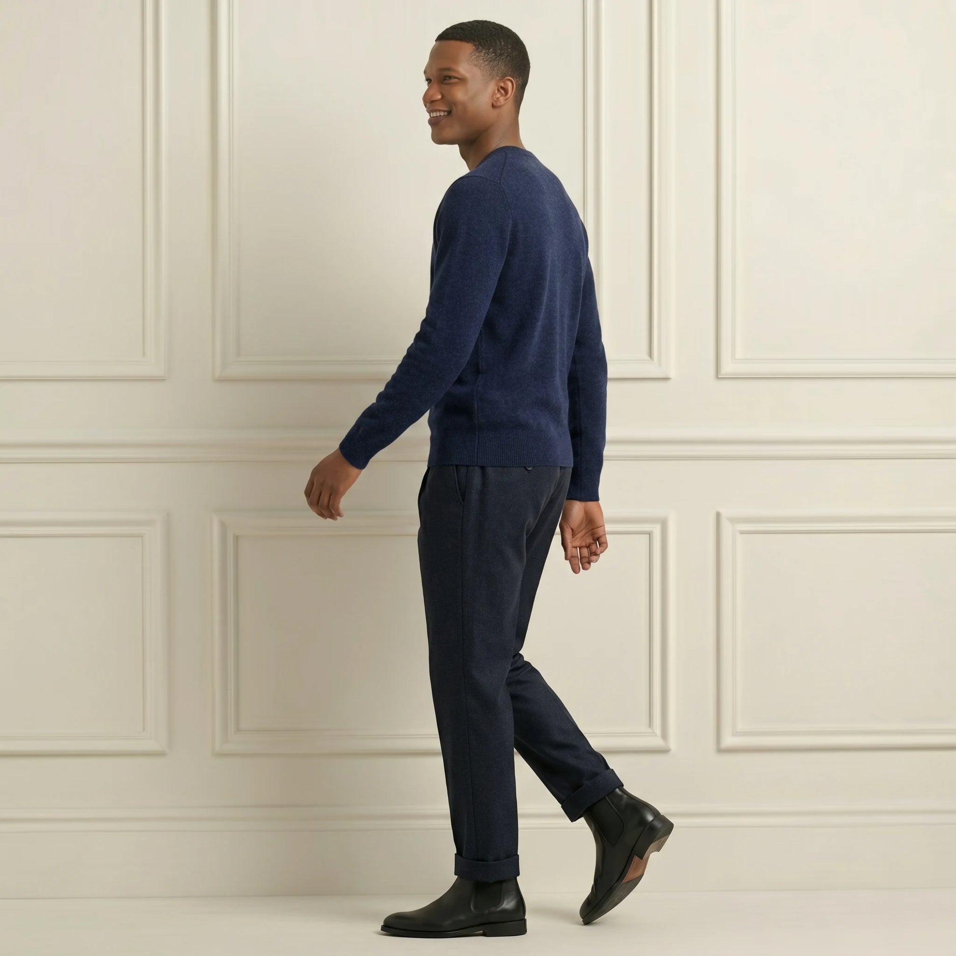 Authentic Dark Navy Original Crewneck Himalayan Cashmere Sweater