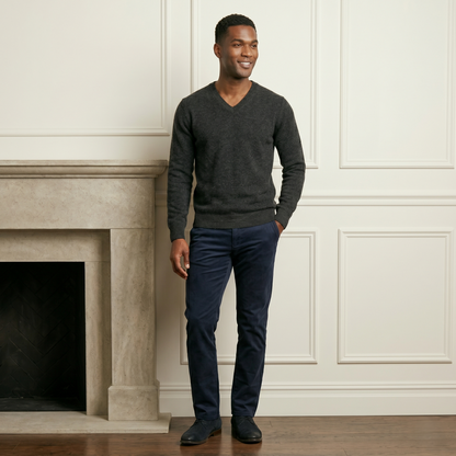 Executive V-Neck Undyed Himalayan Cashmere Sweater