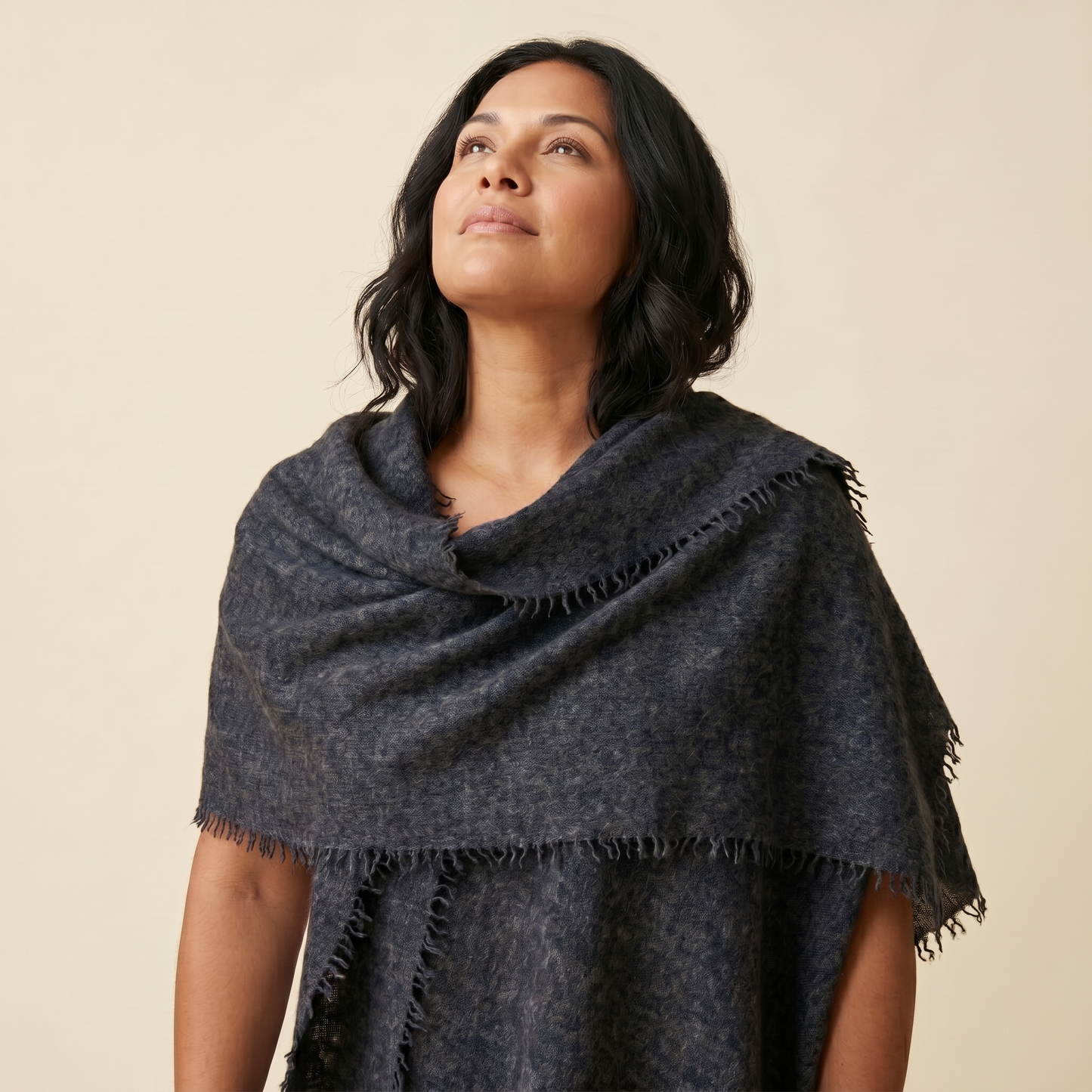 Pure 16-Micron Handknitted Cashmere Pashmina Shawl