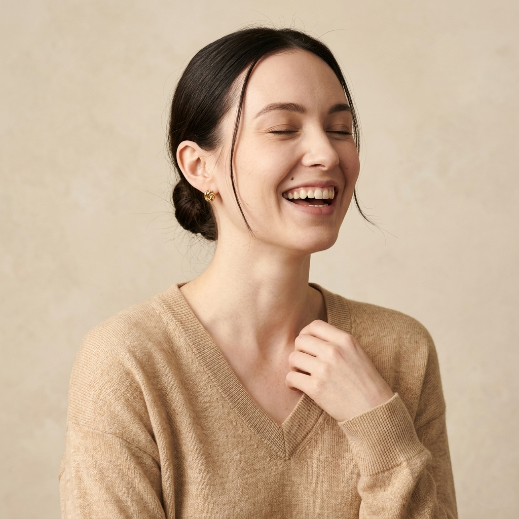 V - Neck Undyed Cashmere Sweater For Women