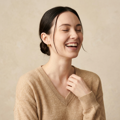 V - Neck Undyed Cashmere Sweater For Women