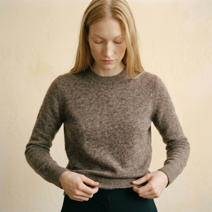 Crewneck Undyed Cashmere Sweater For Women