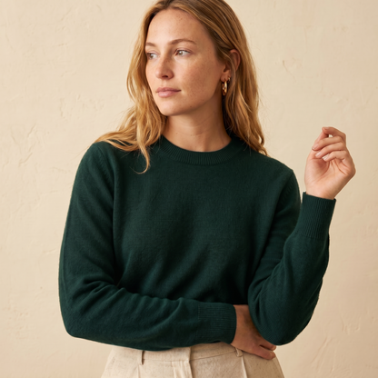 Himalayan Cashmere Original Crewneck Sweater For Women - Green