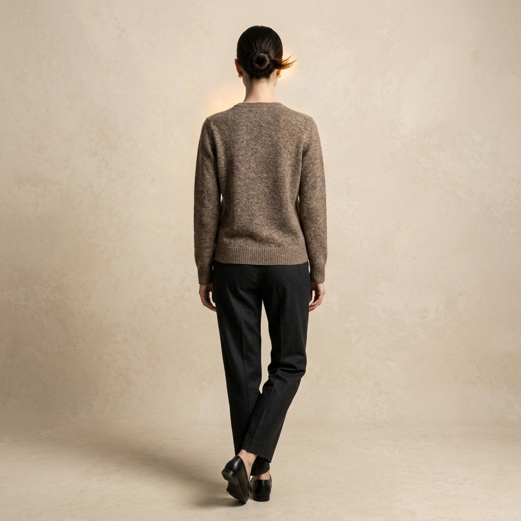V - Neck Undyed Cashmere Sweater For Women
