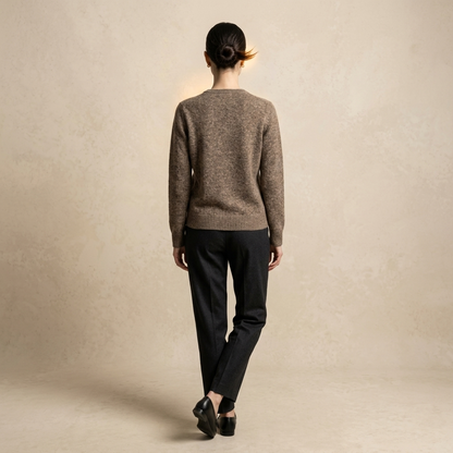 V - Neck Undyed Cashmere Sweater For Women