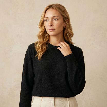 Himalayan Cashmere Original Crewneck Sweater For Women - Black 1