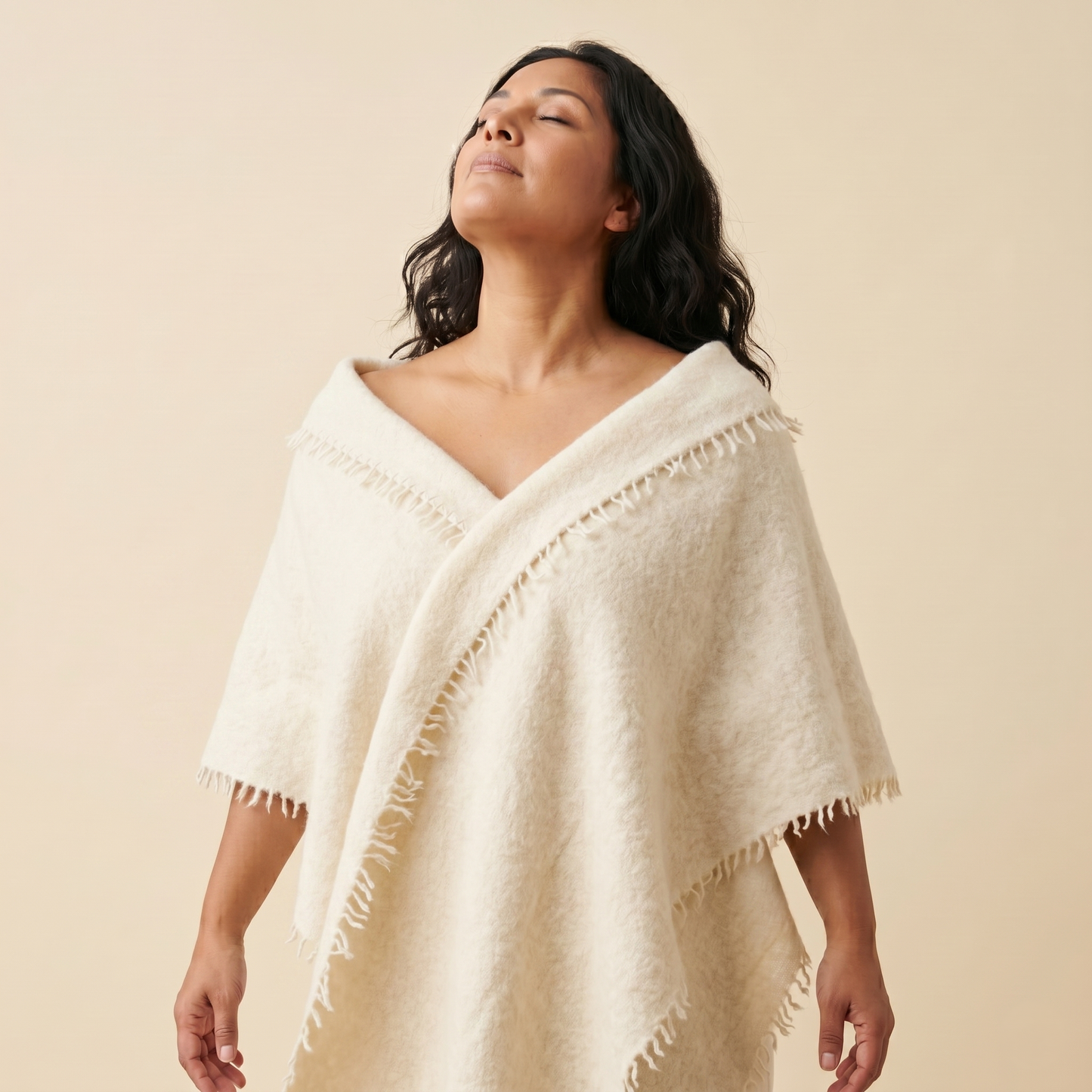 Pure 16-Micron Handknitted Cashmere Pashmina Shawl - 28×84 IN