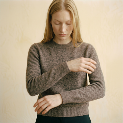 Crewneck Undyed Cashmere Sweater For Women