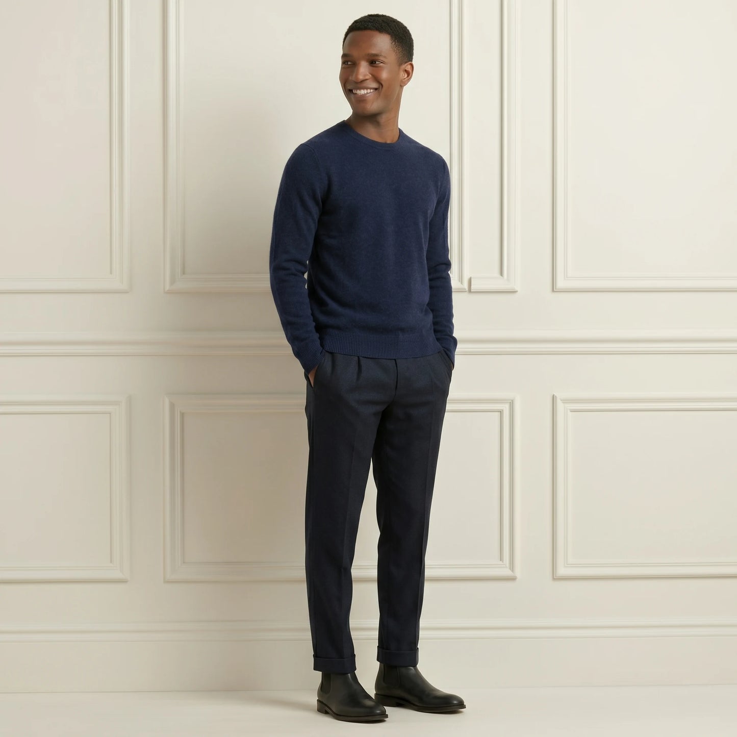 Premium Dark Navy Original Crewneck Himalayan Cashmere Sweater