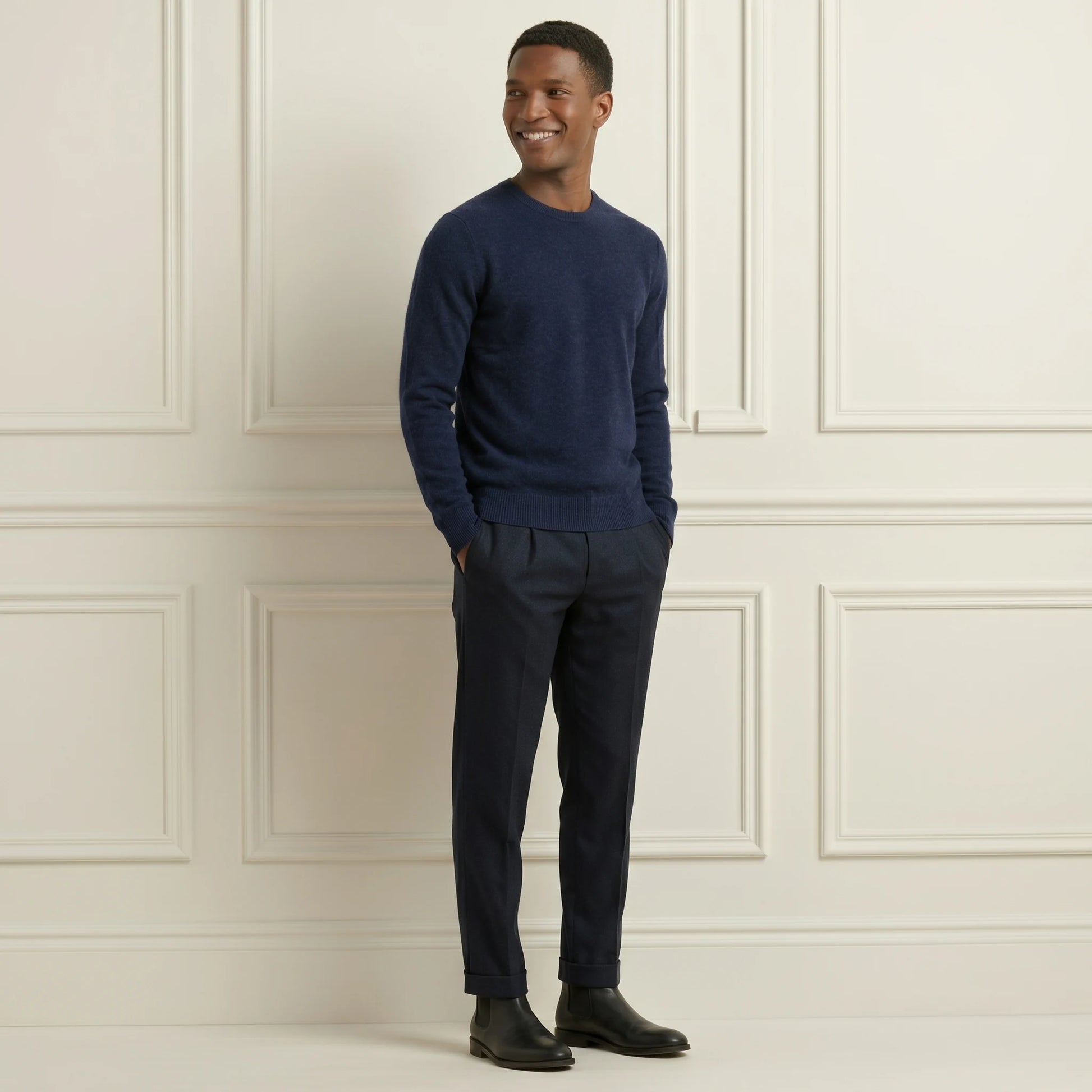 Premium Dark Navy Original Crewneck Himalayan Cashmere Sweater