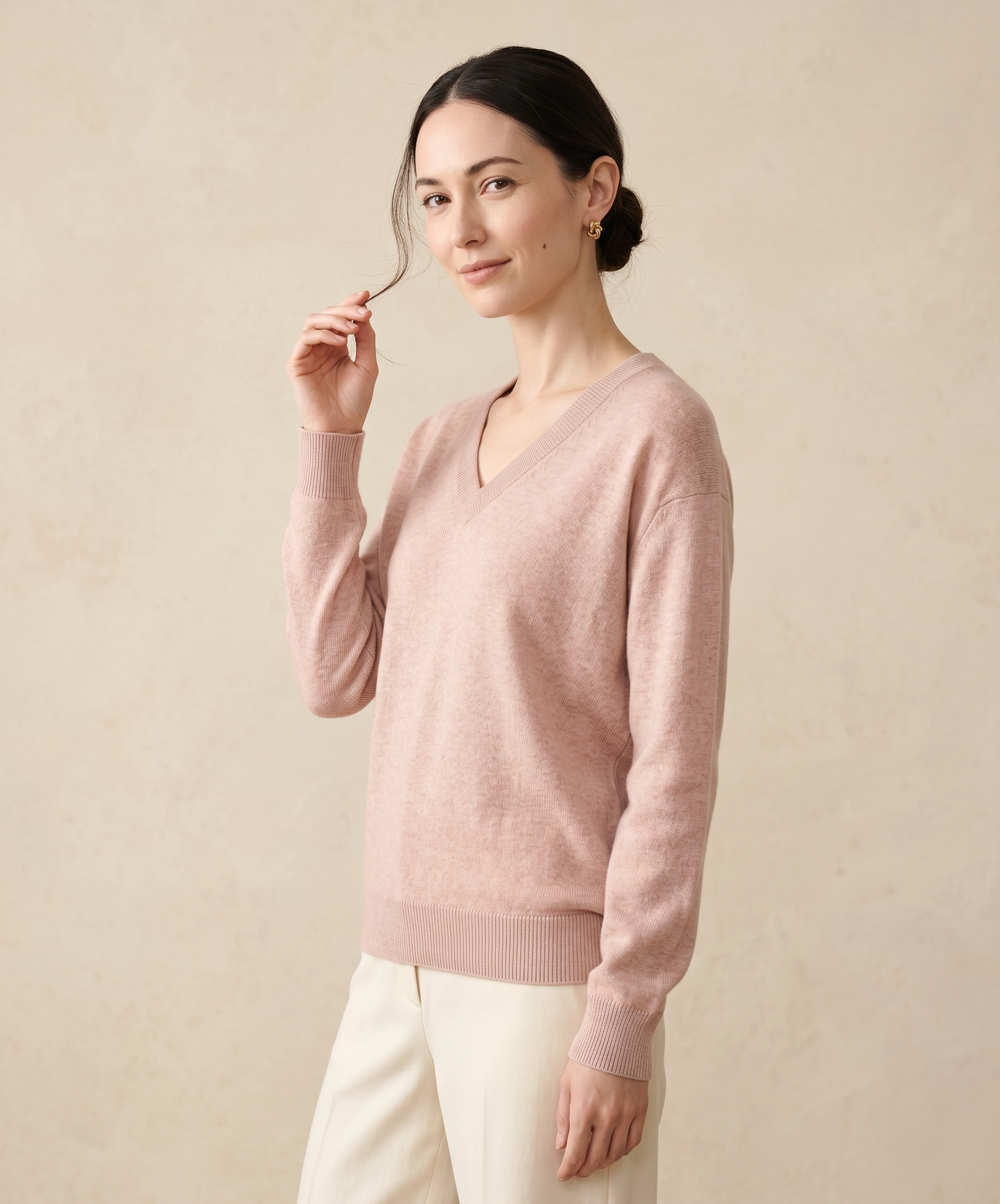 V-Neck Himalayan Cashmere Sweater For Women